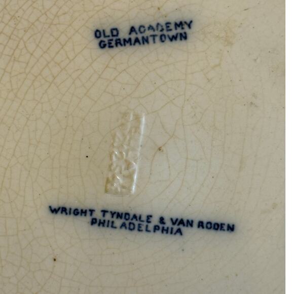 WRIGHT TYNDALE & VAN RODEN Philadelphia Old Academy Germantown Blue Plate Vtg - Picture 2 of 4